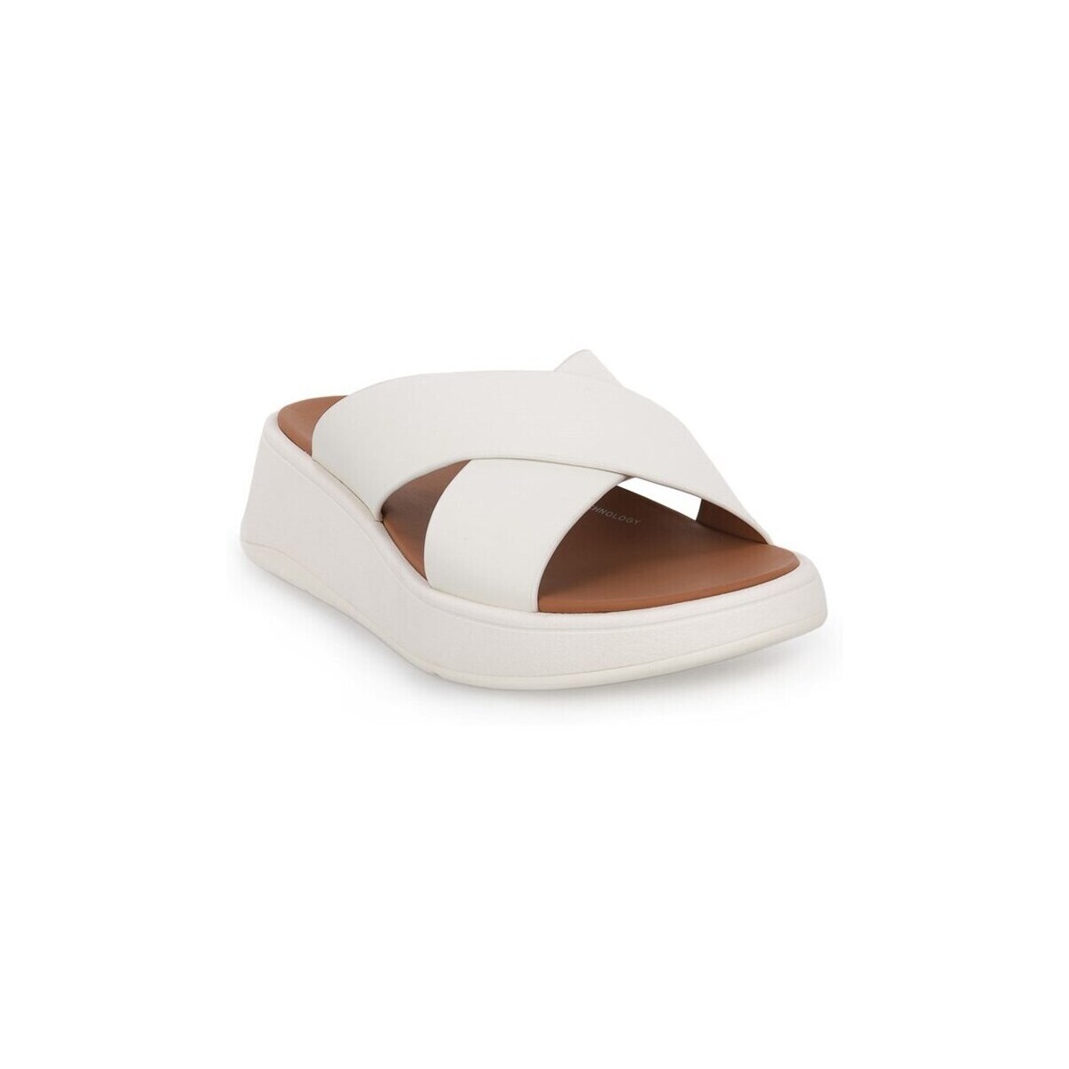 Sapatos Mulher Chinelos FitFlop F Mode Leather Platform Cross Creme