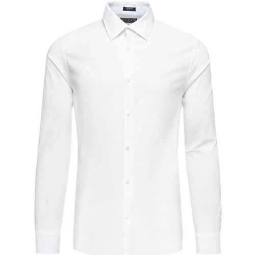 Textil Homem Camisas mangas comprida Guess M01H13 WCJQ0 ALAMEDA-FPP0 WHITE Branco