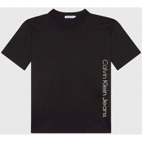 Textil Criança T-shirts e Pólos Calvin Klein JEANS Cutoff IU0IU00465 INSTITUTIONAL-BEH BLACK Preto