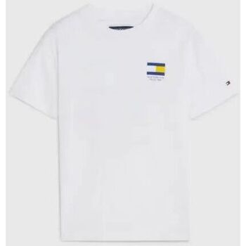 Textil Rapaz T-shirts e Pólos Tommy Hilfiger KB0KB08328 FLAG TEE-YBR WHITE Branco