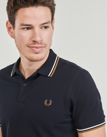 Fred Perry TWIN TIPPED FRED PERRY SHIRT Marinho / Bege / Branco