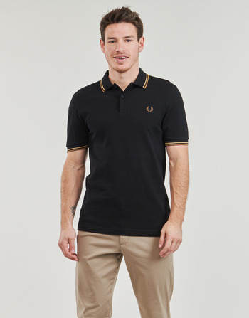 Textil Homem Polos mangas curta Fred Perry TWIN TIPPED FRED PERRY SHIRT Preto / Castanho