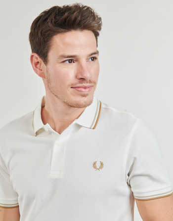 Fred Perry TWIN TIPPED FRED PERRY SHIRT Branco / Bege