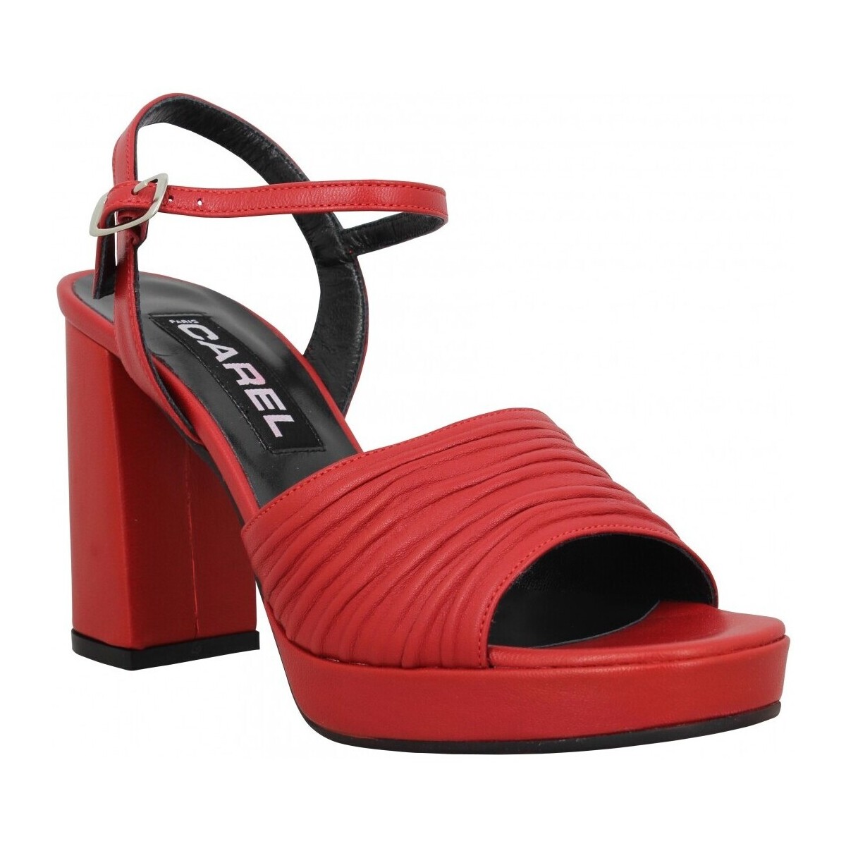 Sapatos Mulher Sandálias Carel Plisse Cuir Femme Rouge Vermelho