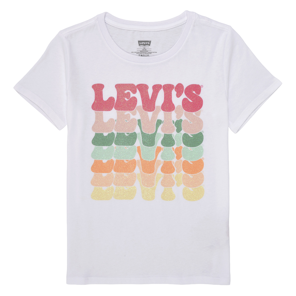 Textil Rapariga T-Shirt belts mangas curtas Levi's ORGANIC RETRO LEVIS SS TEE Multicolor / Branco