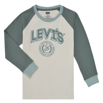 Textil Rapaz T-shirt Bear mangas compridas Levi's PREP COLORBLOCK LONGSLEEVE Branco / Verde