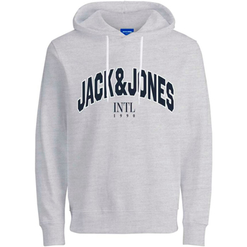 Textil Homem Sweats Jack & Jones 12219675 JORCIRCLE SWEAT HOOD FST WHITE MELANGE Cinza