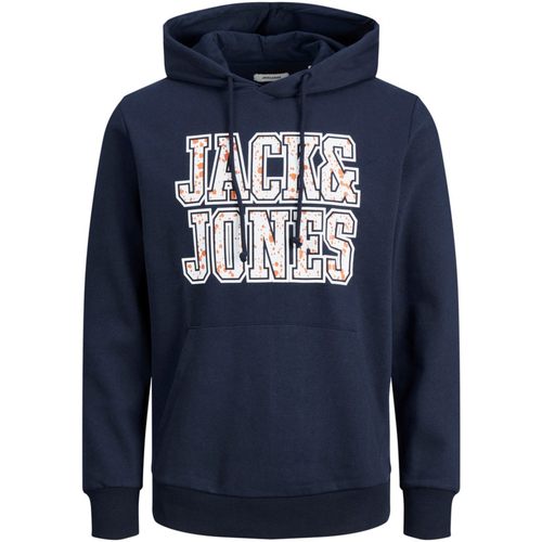 Textil Homem Sweats Jack & Jones 12211547 JJNEON DOT SWEAT HOOD NAVY BLAZER Azul