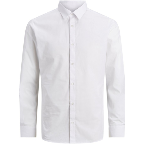 Textil Rapaz Camisas mangas comprida Les Tropéziennes par M Be 12223343 JJOE SHIRT LS PLAIN NOOS JNR WHITE Branco