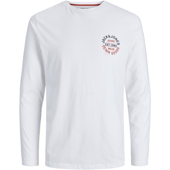 Textil Rapaz T-shirt mangas compridas Primavera / Verão 12237098 JJMIKK TEE LS CREW NECK JNR WHITE Branco