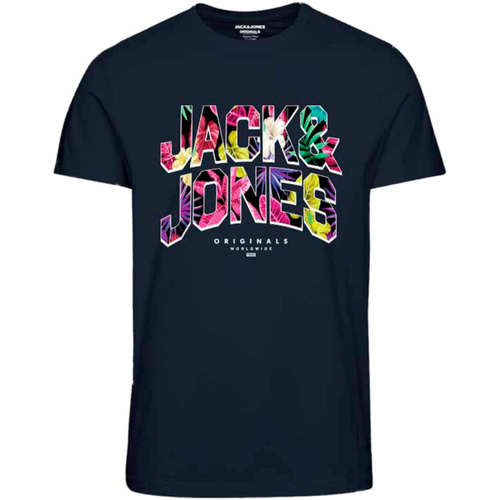 Textil Rapaz T-Shirt McCall mangas curtas Jack & Jones 12240210 JORBOOSTER TEE SS CREW NECK DROP 6 JNR NAVY BLAZER Azul