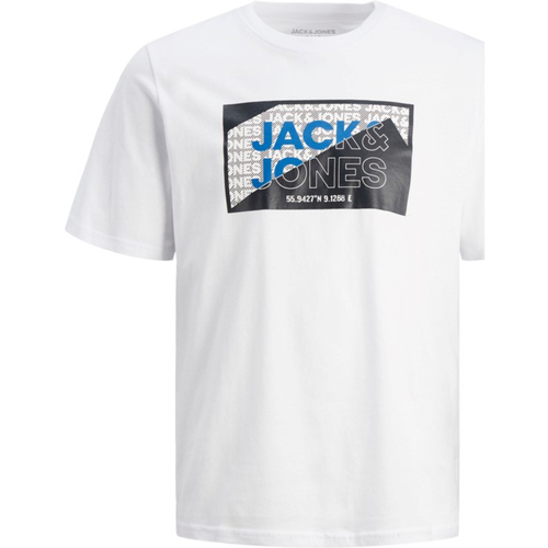 Textil Rapaz T-Shirt mangas curtas Jack & Jones 12242719 JCOLOGAN AW23 TEE SS CREW NECK JNR WHITE Branco