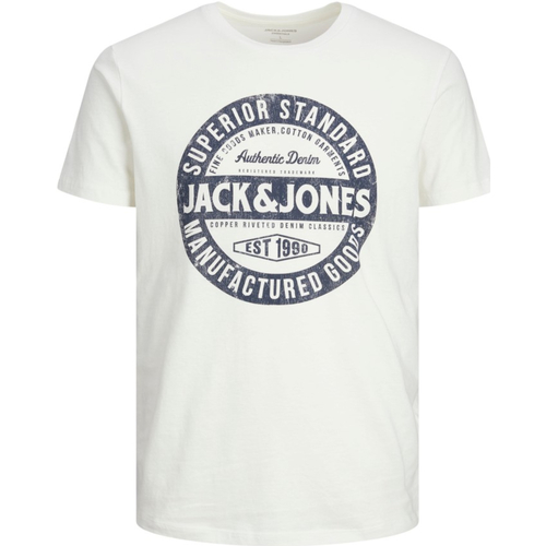 Textil Homem T-Shirt mangas curtas Jack & Jones 12232972 JJEJEANS TEE SS O-NECK NOOS 23/24 CLOUD DANCER Branco