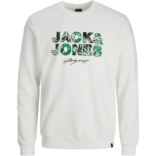 Textil Rapaz Sweats Jack & Jones 12235517 JORTULUM BRANDING SWEAT CREW NECK JNR CLOUD DANCER Branco