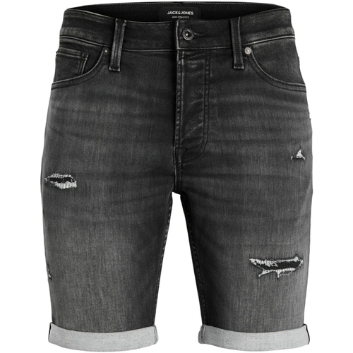 Textil Homem mini Shorts / Bermudas madewell the oversized trucker jean jacket in lunar wash 12224129 JJIRICK JJICON mini Shorts GE 622 I.K SN BLACK DENIM Preto