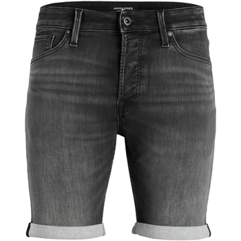Textil Homem mini Shorts / Bermudas madewell the oversized trucker jean jacket in lunar wash 12223681 JJIRICK JJICON mini Shorts GE 612 I.K SN BLACK DENIM Preto