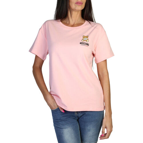 Textil Mulher T-Shirt mangas curtas Moschino Calças de ganga Rosa