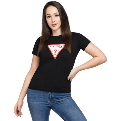 Textil Mulher T-Shirt mangas curtas Guess W1YI1BI3Z14JBLK Preto