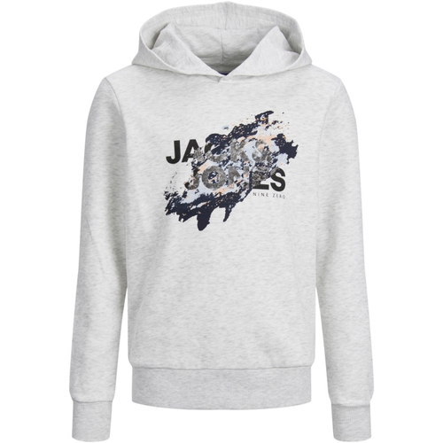 Textil Rapaz Sweats Jack & Jones 12237210 JJNELSON SWEAT HOOD JNR WHITE MELANGE Cinza