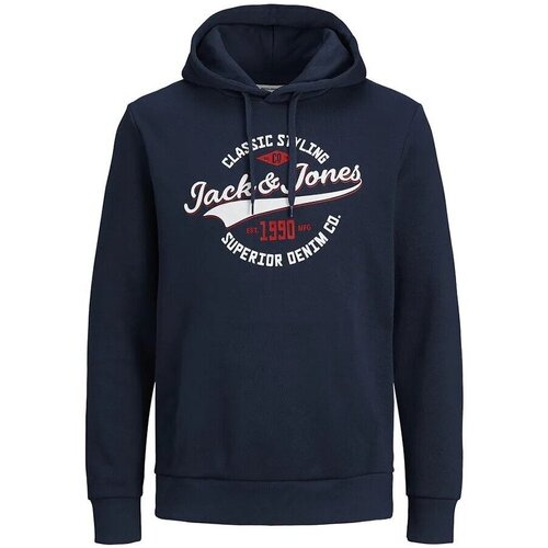 Textil Homem camisolas Jack & Jones Jwh Logo Sweat Hood Azul