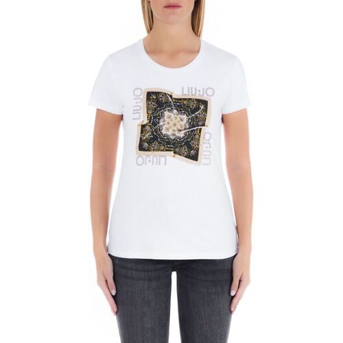 Textil Mulher T-shirts Cropped e Pólos Liu Jo WF3083 JS923-Q9699 Branco