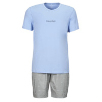 Textil Homem Pijamas / Camisas de dormir Beige shirts CALVIN KLEIN S/S SHORT SET Azul / Cinza