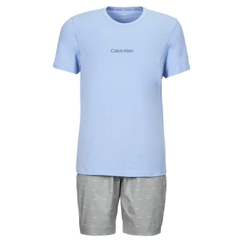 Textil Homem Pijamas / Camisas de dormir Calvin Women Klein Jeans S/S SHORT SET Azul / Cinza