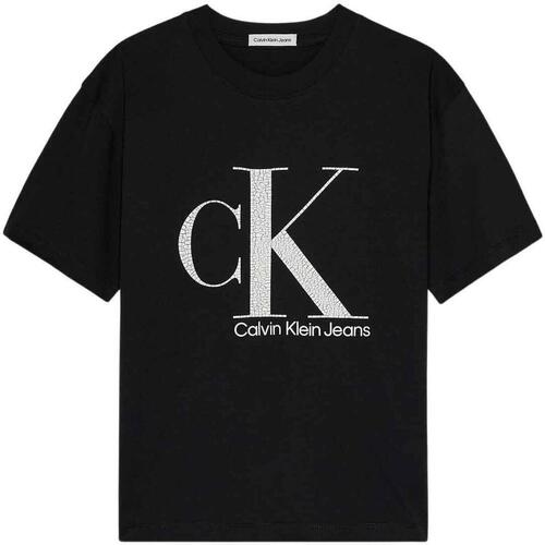 Textil Rapaz T-shirts e Pólos Calvin Klein Jeans  Preto