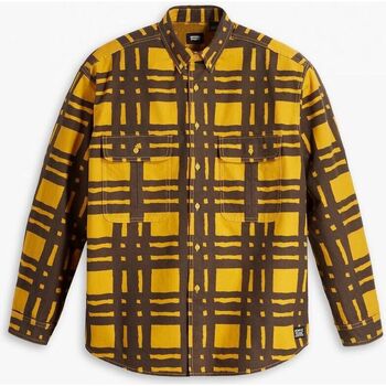 Textil Homem Camisas mangas comprida Levi's A0953 0009 - SKATE PLAID-TORN PLAID BLACK YELLOW Amarelo