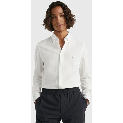 Textil Homem Camisas mangas comprida Tommy Hilfiger MW0MW30675YCF-OPTIC WHITE Branco