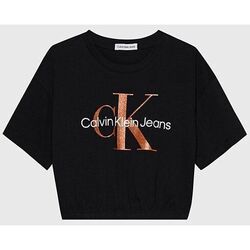 Textil Rapariga T-shirts e Pólos Calvin Klein Jeans IG0IG02194BEH-BLACK Preto