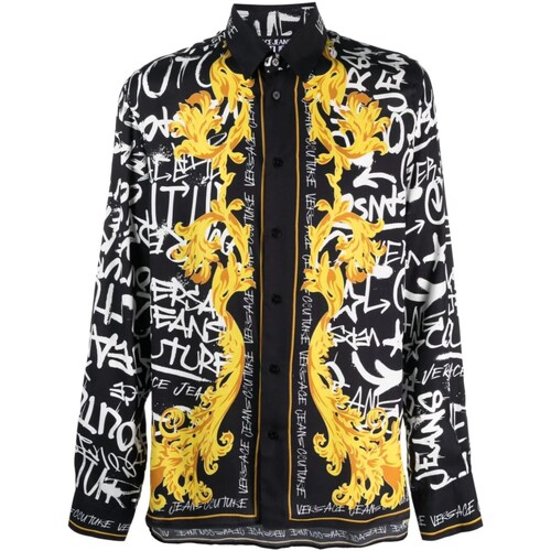 Textil Homem Camisas mangas comprida Dolce & Gabbana gathered-detail long-sleeve dress Gelb 75GAL2RG-NS316 Preto