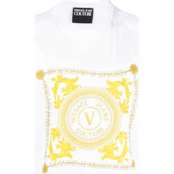 Textil Homem T-Shirt mangas curtas Versace Laced Jeans Couture 75GAHF07-CJ00F Branco