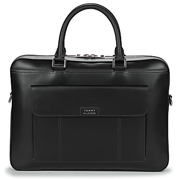 Tommy Hilfiger TH SPW LEATHER COMPUTER BAG Preto