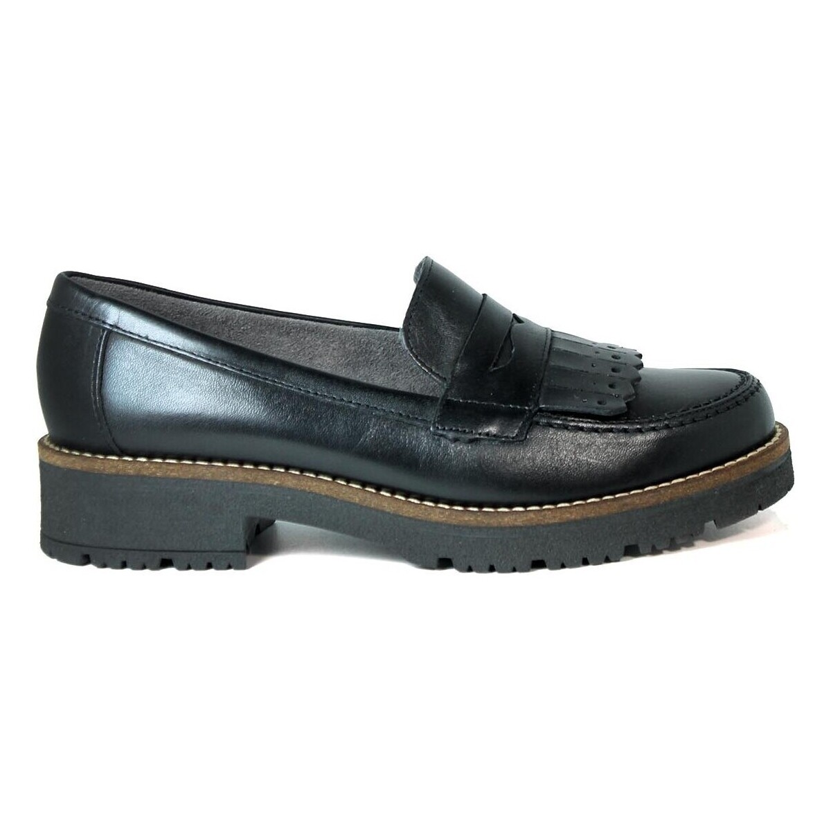 Sapatos Mulher Calçado de segurança Pitillos MOCASINES DE PIEL CON FLECOS 5371 NEGRO Preto