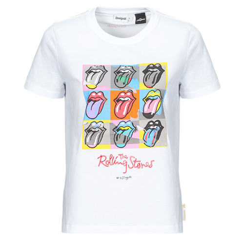 Textil Mulher T-Shirt mangas curtas Desigual TS_ROLLINGS Branco / Multicolor