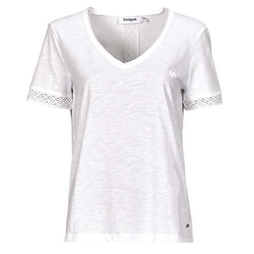 Textil Mulher T-Shirt mangas curtas Desigual TS_DAMASCO Branco