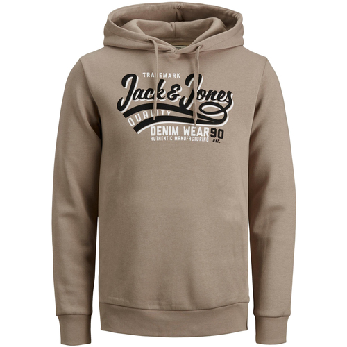 Textil Homem camisolas Jack & Jones Jwh Logo Sweat Hood Bege