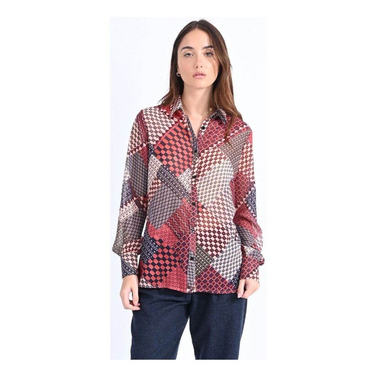 Textil Mulher camisas Molly Bracken P1535BN-RUST PAIGE multicolore