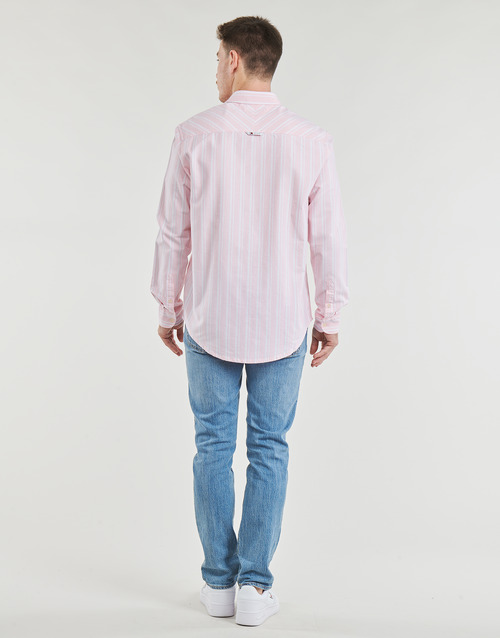 Tommy Jeans TJM REG OXFORD STRIPESHIRT Rosa