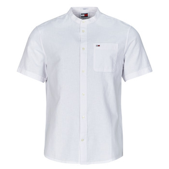 Textil Homem Camisas mangas curtas Tommy logo Jeans TJM REG MAO LINEN BLEND SS SHIRT Branco
