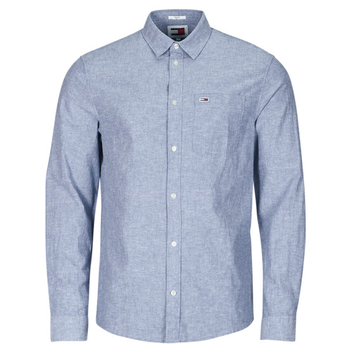 Textil Homem Camisas mangas comprida Tommy Occhiali Jeans TJM REG LINEN BLEND SHIRT Azul