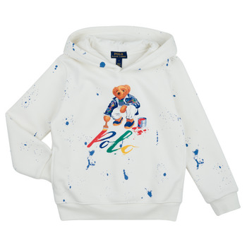 Textil Criança Sweats Polo Ralph Lauren BEAR PO HOOD-KNIT SHIRTS-SWEATSHIRT Branco / Multicolor