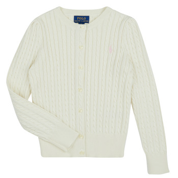 Textil Rapariga Casacos de malha Polo Ralph Lauren MINI CABLE-TOPS-SWEATER Branco / Branco
