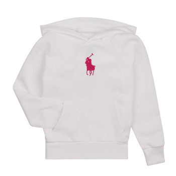 Textil Rapariga Sweats Polo Ralph Lauren BIG PP PO HD-KNIT SHIRTS-SWEATSHIRT Branco / Branco / Rosa / Pp