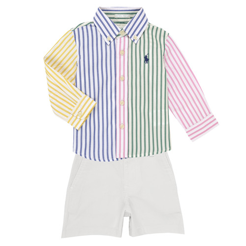 Textil Rapaz Conjunto Polo Ralph Lauren LS BD FNSHRT-SETS-SHORT SET Multicolor