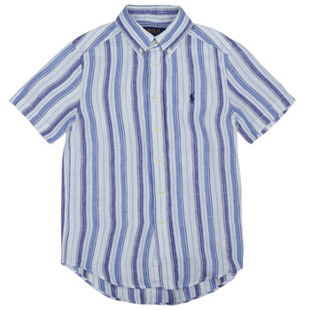 Textil Rapaz Camisas mangas curtas Polo Ralph Lauren  Azul / Céu / Branco
