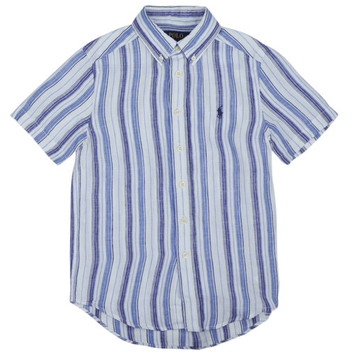 Textil Rapaz Camisas mangas curtas polo ralph lauren outdoor bear hat 323934866001 Azul / Céu / Branco