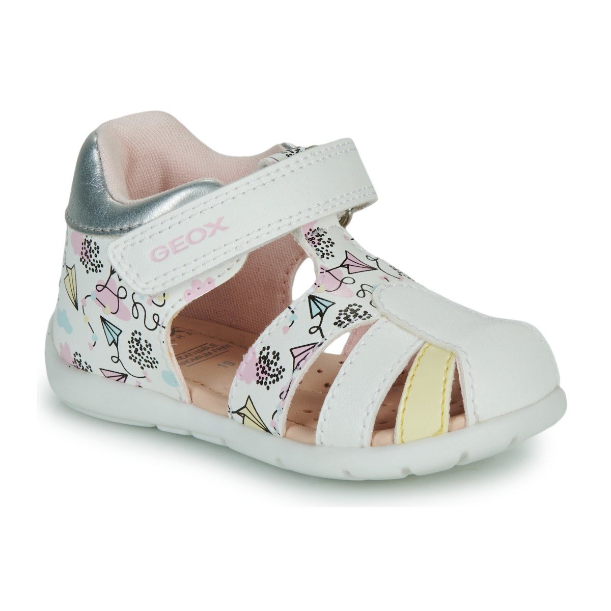 Sapatos Rapariga Sandálias Geox B ELTHAN GIRL Branco / Rosa / Amarelo