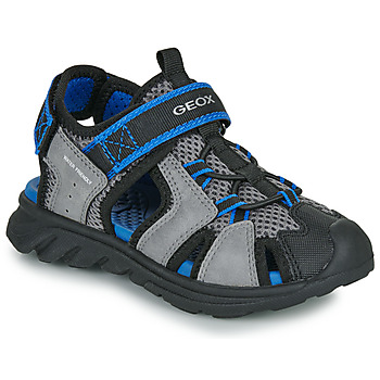Sapatos Rapaz Sandálias Geox J Waterproof SANDAL AIRADYUM BO Cinza / Preto / Azul